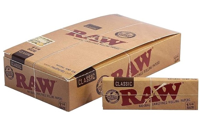 Raw Unrefined Classic 1.25 1 1/4 Size Cigarette Rolling Papers, With rose 5 pice. 