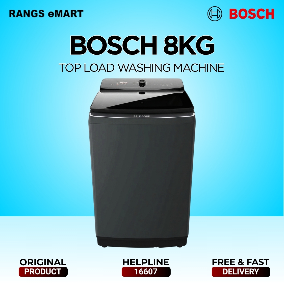 BOSCH Official 8.0 KG Fully Automatic Top Load Washing Machine with Free Delivery | WOE802B7IN