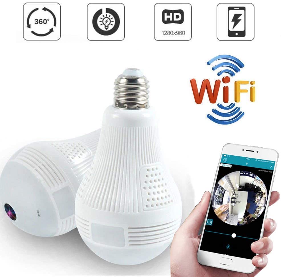 V380 PRO 360 Degree Fisheye Lens Panoramic WiFi Wireless Light Bulb Camera. 