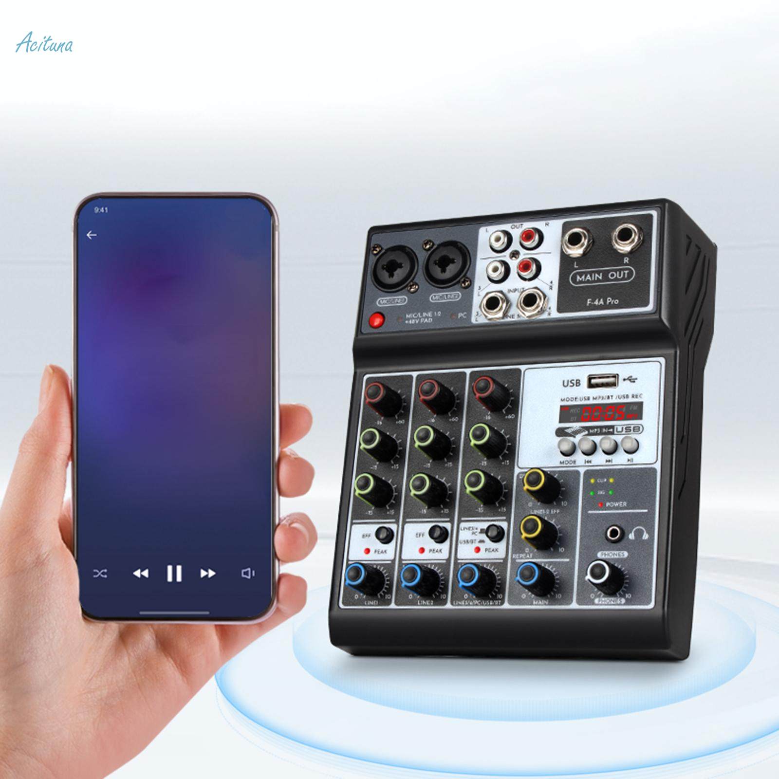 4 Channel Audio Mixer Reverb Delay Effect Portable Sound Board Console System for Studio Recording