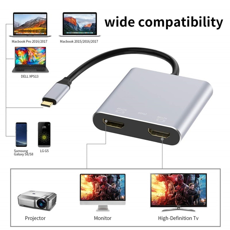 【Ready Stock+FREE Shipping+COD】3 4 High Speed 4 Ports USB C to HDMI 4K VGA USB3.0 PD Charging Hub Type C Docking Station Usb C Hub For Laptop Mobile Phone Tablet Switch USB C Dock