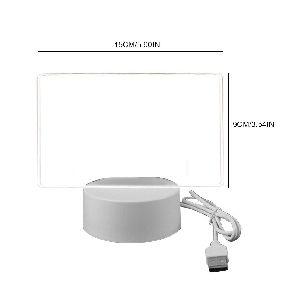 3D Illusion Note Board Creative Led Night Lights USB Power Message Board With Pen Table Lamp. 