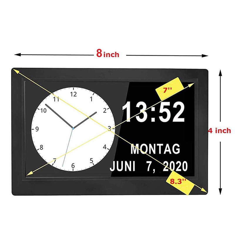 FORIDE Dementia Clocks,Calendar Clock,Digital Clock with Large Digits Display,Alarm Clock with HD Digital Photo Frame,UK Plug. 