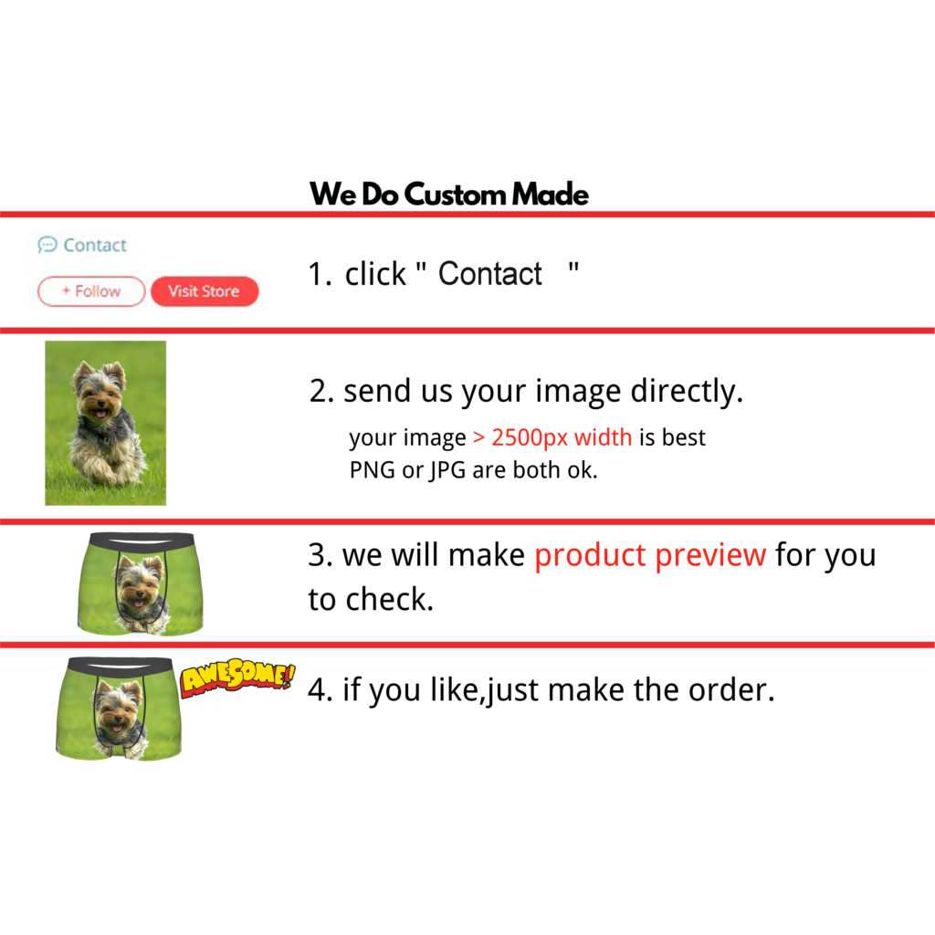 BataBata Your Image Custom Made Underwear Custom Design Your Own Underwear Customized Boxer Brief. 