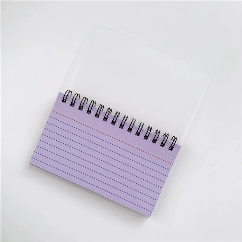 50 Sheets/book Colorful Tearable Spiral Notebook Horizontal Line Minimalist Transparent Cover Memo Pad School Office Writing Pad
