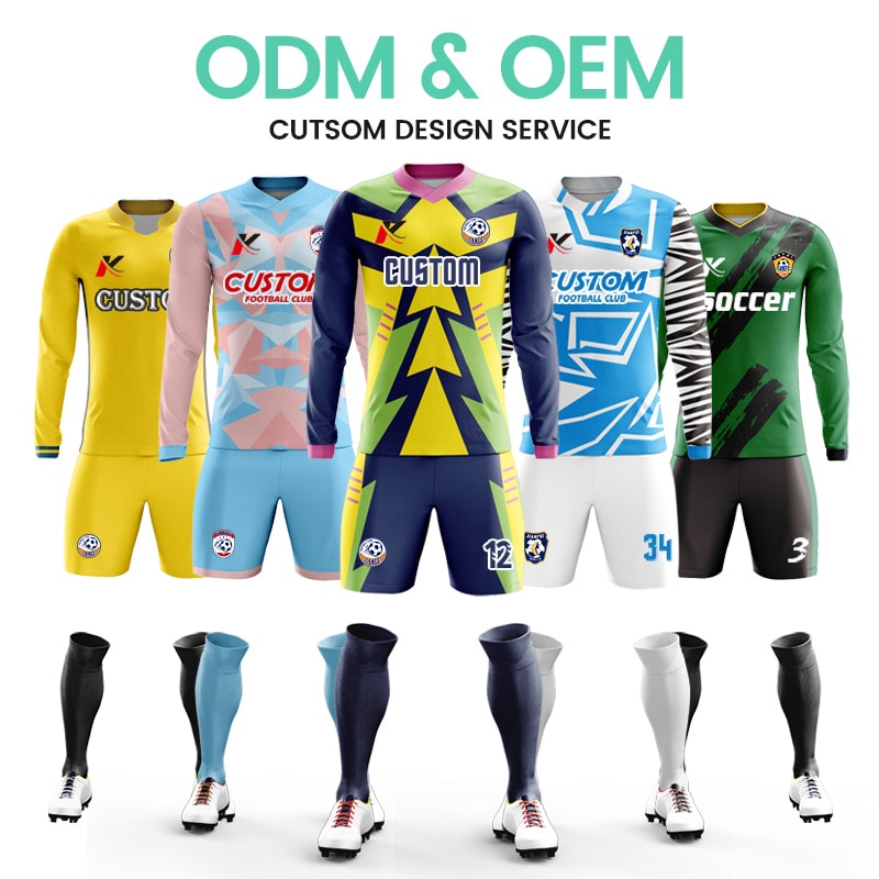 Personalized Sublimation Custom Plus Big Size Soccer Uniform Shirts Club Team Breathable Long SLeeve Football Jerseys For Men. 