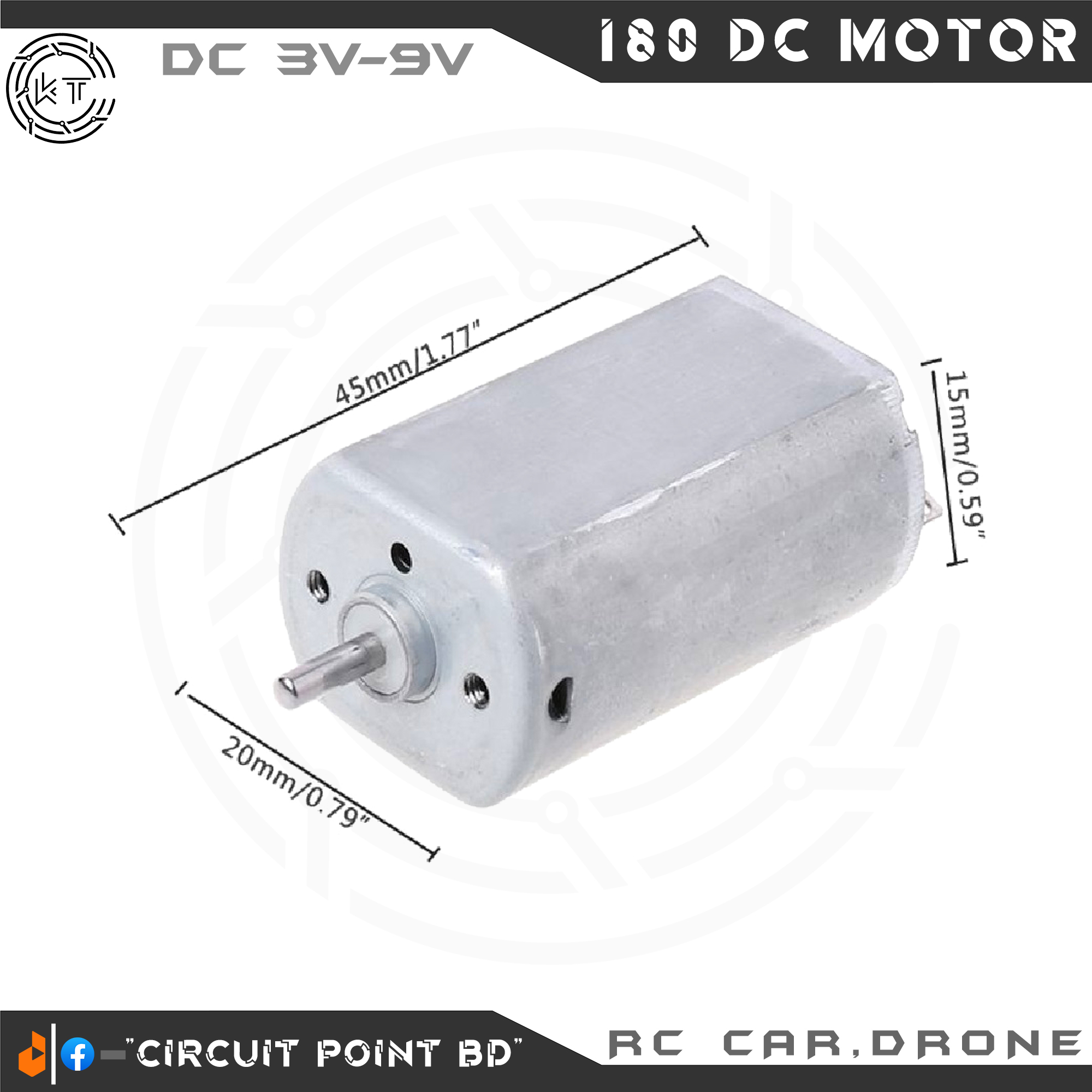 180 DC Motor High Speed Carbon Brush DC 3V-12V 1500RPM to 30000RPM for RC Plane,Drone or DIY Electronics Project.. 