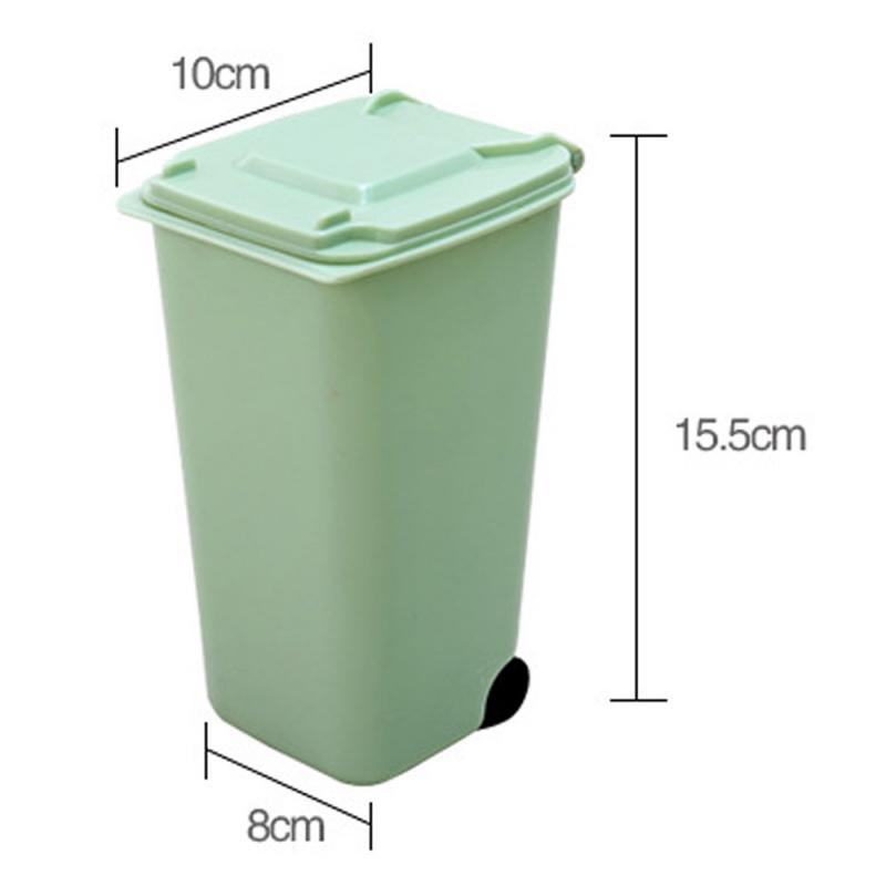 Mini Desktop Trash Can Plastic Waste Bins With Lid Household Clean Trash Desk. 