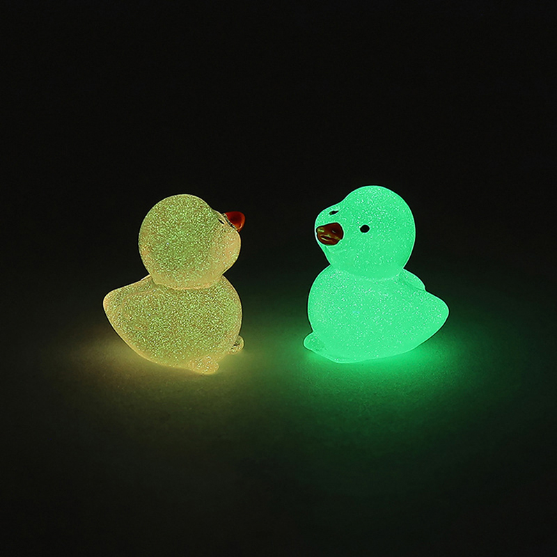 10Pcs Mini Luminous Resin Ducks Glow In The Dark Miniature Ornament Tiny Duck Mzea. 