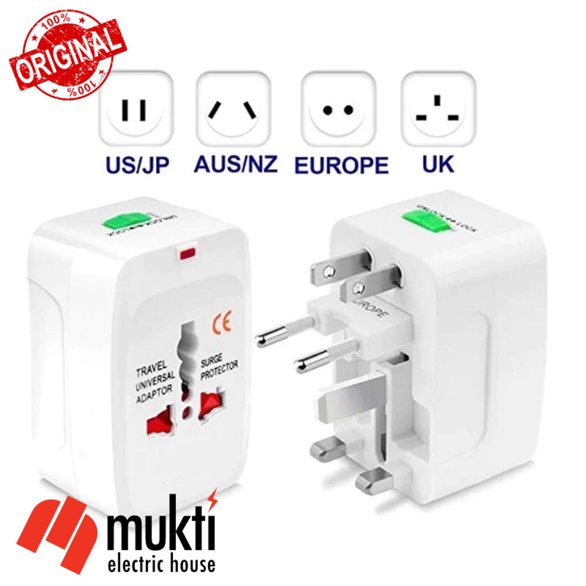 Universal World Travel Adapter Surge Protector All in one Plug AC Power Converter US UK AU EU Socket