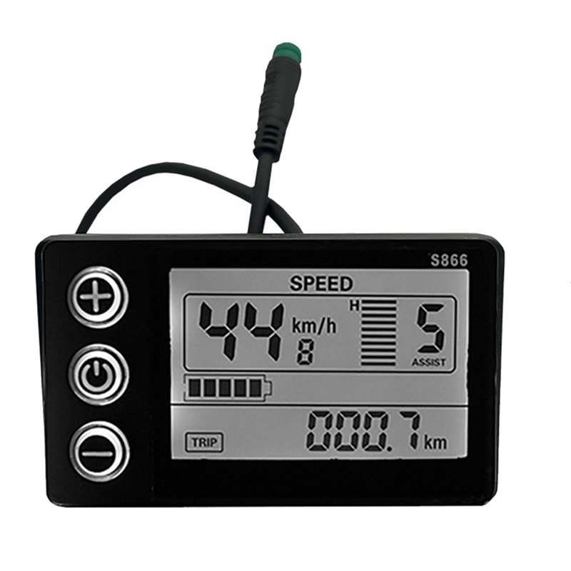 LCD-S866 Electric Bike LCD Display Meter 24V 36V 48V E-Bike Control Panel E-Bike Display Meter with Waterproof Plug Ebike Modification