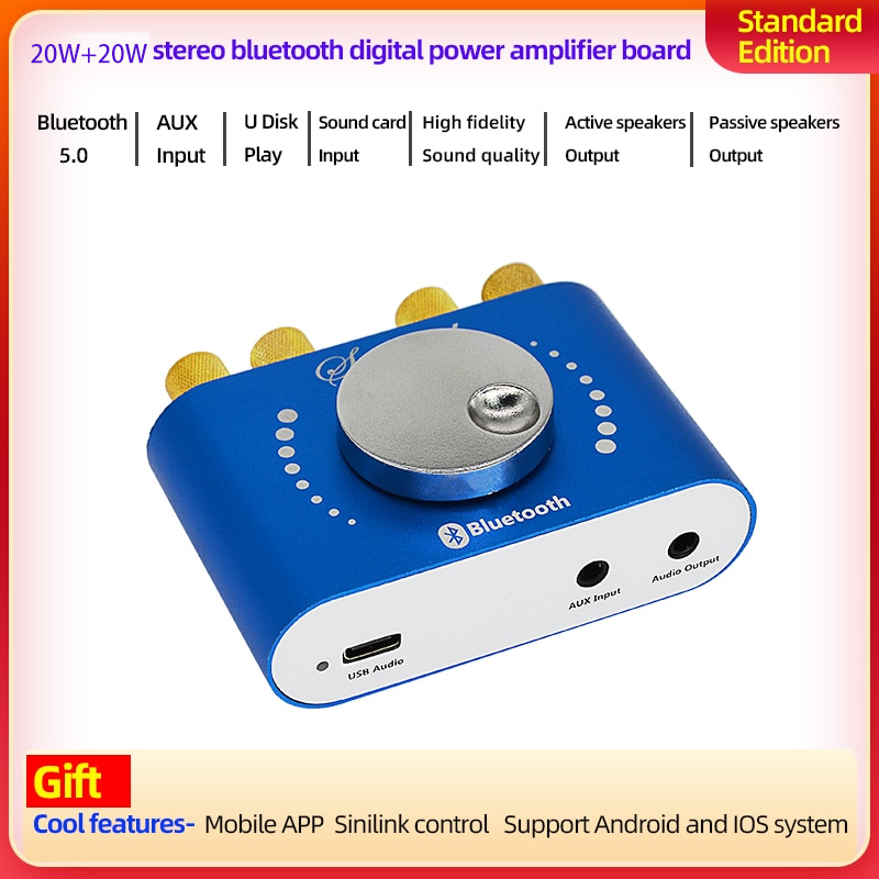 Nobsound Mini Bluetooth 5.0 HiFi TPA3116 Digital Amplifier Stereo Audio 2.0 Channel Sound Amplifiers 40W Power Amp Hudduo. 