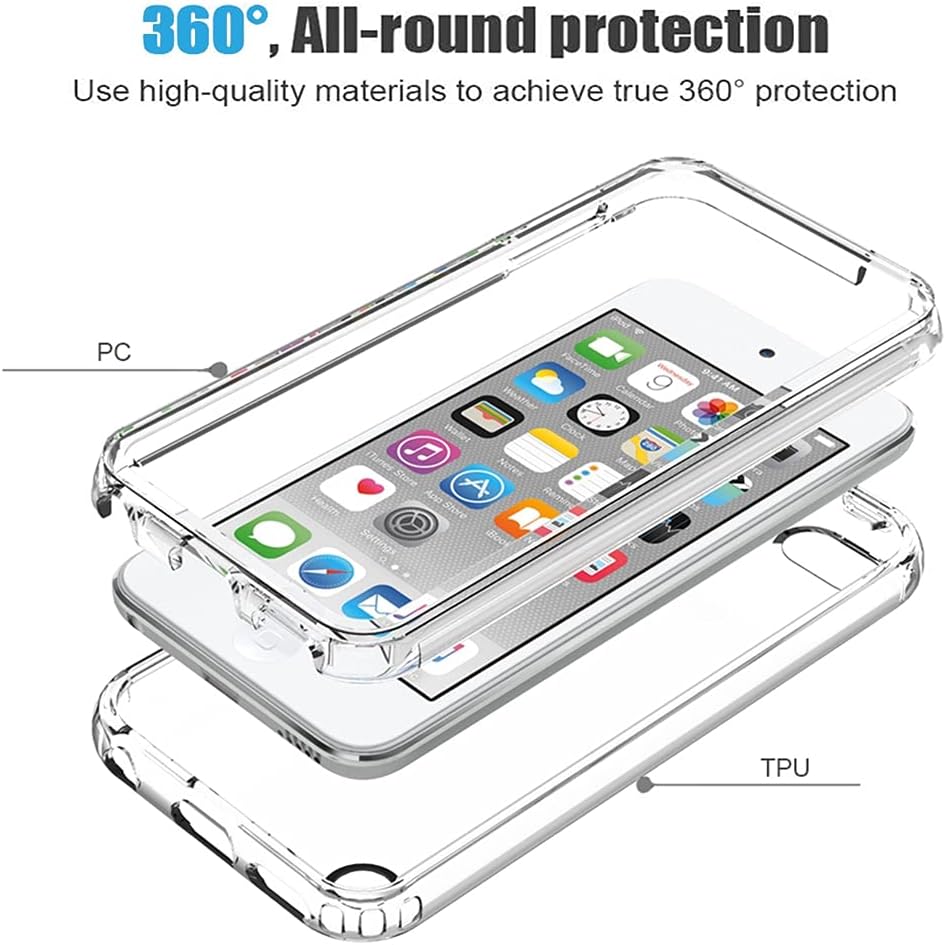 Clear iPod Touch 7th Generation Case Heavy Duty Full Body Rugged Slim Fit Shockproof Cover for iPod Touch 5/6/7th Generation. 