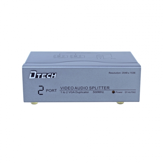 DTECH Powered 2 Port VGA Splitter Box SVGA Video Distribution 1 PC to 2 Monitor. 