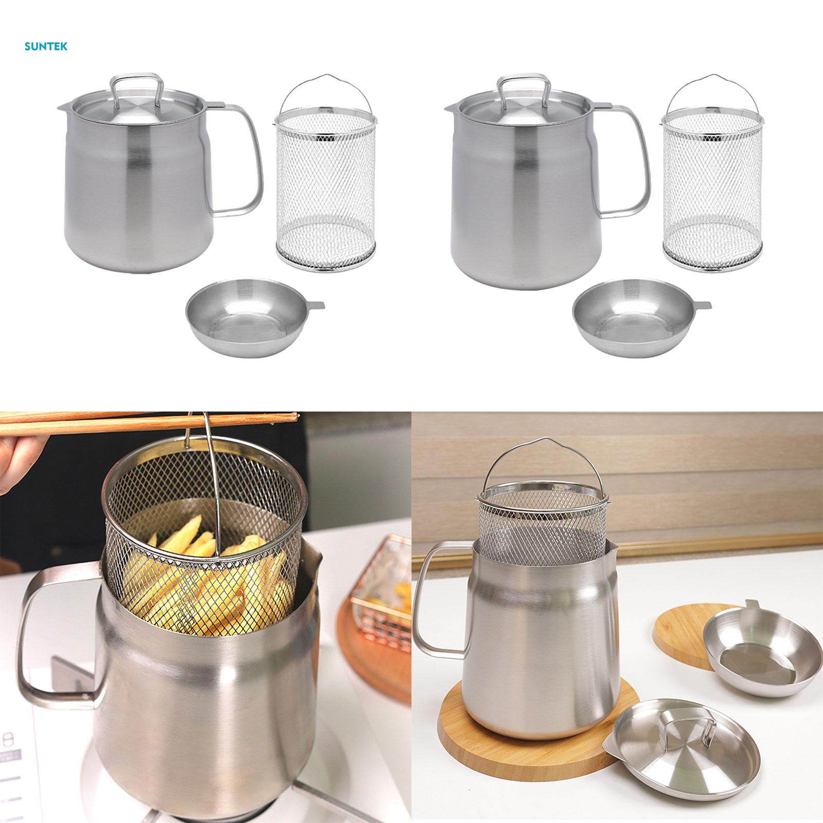 Deep Frying Pot with Strainer and Frying Basket for Fried. 