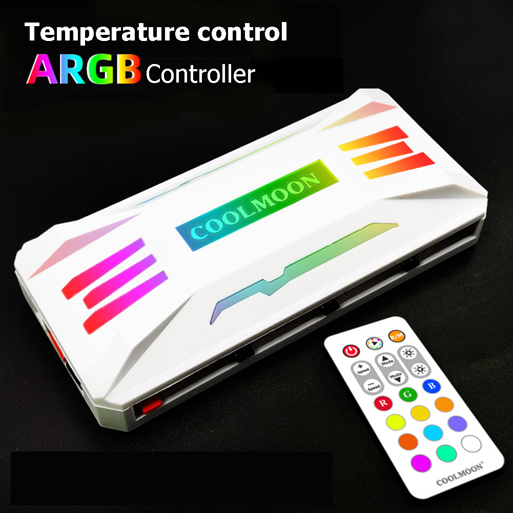 Coolmoon Argb Controller 4pin Pwm 5v 3pin Argb Cooling Fan Smart Intelligent Remote Control For Case Chassis Radiator. 