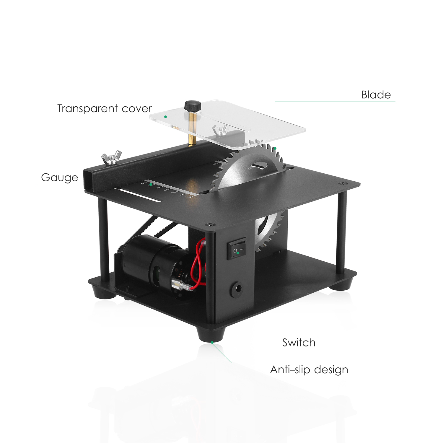 KOGEEK Multi-Functional Table Saw Mini Desktop Saw Cutter Electric Cutting Machine with Saw Blade Grinding Wheel Adjustable-Speed 35MM Cutting Depth for Wood Plastic Acrylic Cutting EU. 