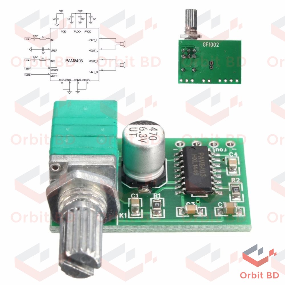 1 Volume PAM8403 8403 3W+3W DC 5V Mini Audio Amplifiers Board 2 Channel Stereo Amplifier With Potentiometer. 