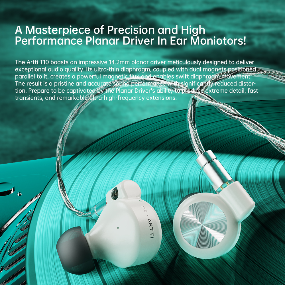 ARTTI T10 Planar Best Wired in Ear HIFI IEMs Earphone 14.2mm Unit Stereo Bass Monitor Headphone with 0.78 2pin 3.5/4.4mm Plug. 