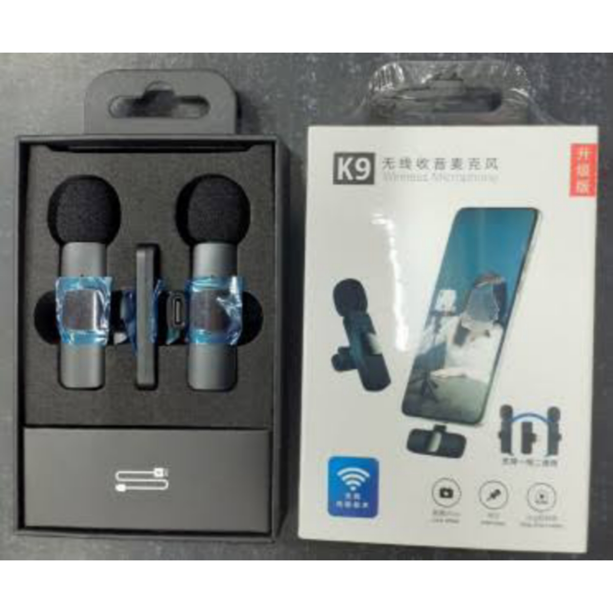 USB Type C to lightning port Dual Bluetooth Microphone K9 Wireless Lavalier Microphone Noise Reduction Outdoor Live Broadcast. 