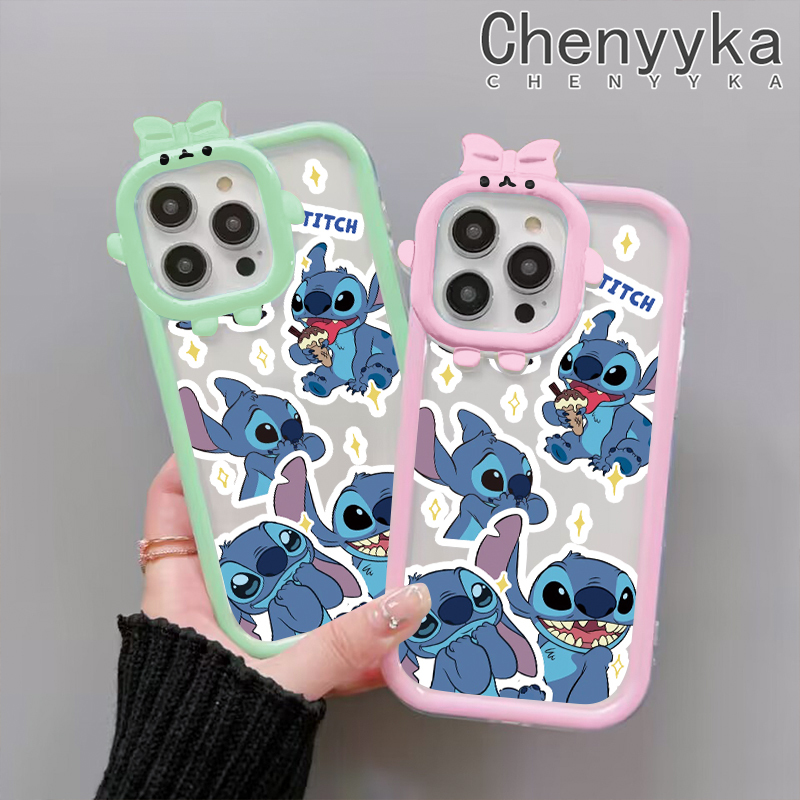 Chenyyka For Realme C2 C2S OPPO A1K Case Cartoon Cute Stitch Shockproof Clear Phone Cases Lovely Little Monster Camera Lens Protective Cover Soft Silicone Transparent Shell. 
