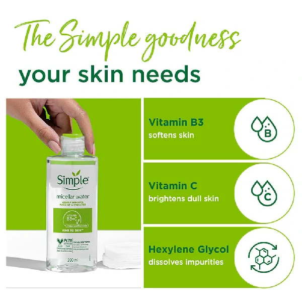 Simple Kind To Skin Micellar Cleansing Water (200ml). 