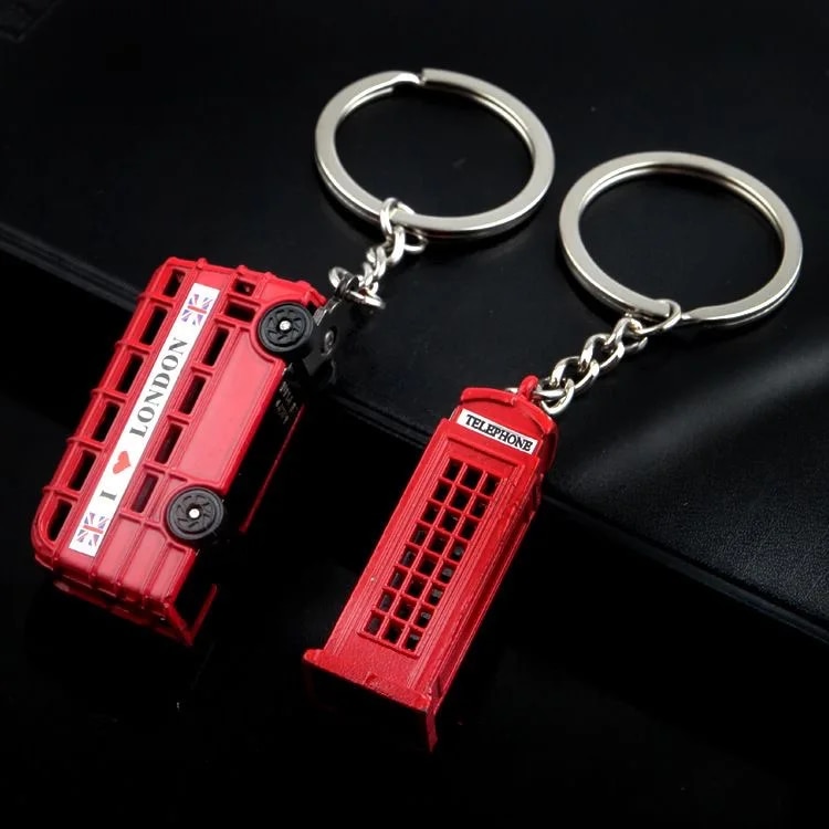 Classical London Red Bus Key Chain Post Mail Box Key Holder Telephone booth Charm Pendant Keychain For Men Party Gift Souvenir. 