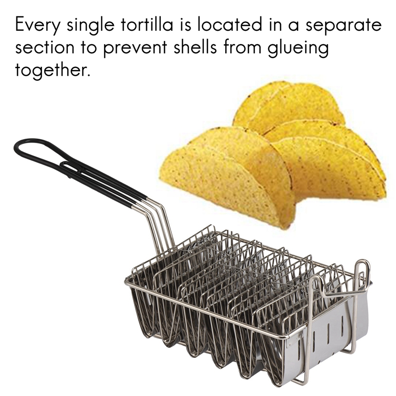 Taco Fryer Basket, Taco Shell Fryer, Holds 6 Shells Deep Fryer Taco Holders Basket with Grip Handle Taco Holder Stand. 