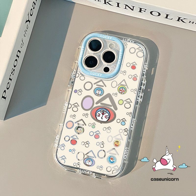 Cartoon Crayon Shin-chan Cute Doraemon Funny Text Color Graffiti Casing Compatible for IPhone 16 15 14 13 11 12 Pro Max 7Plus XR XS Max X 15 8 14 7 Plus SE Luxury Mirror Case. 