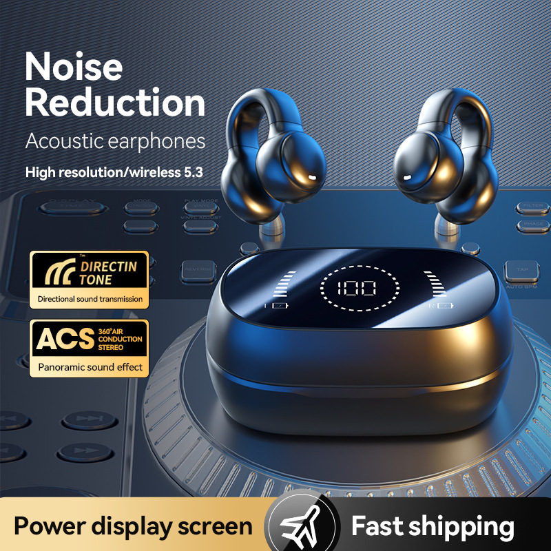 YIOUI New Private ModelM47Clip-on Bluetooth Headset for Bone Conduction Non in-Ear Sports Digital Display Long Endurance Headpho. 