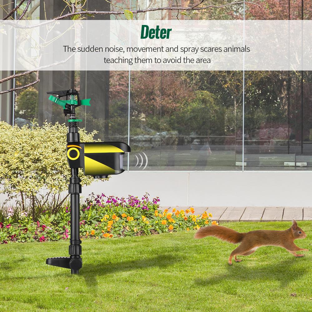 Solar Powered Motion Activated Animal Repeller Yard Enforcer Garden Animal Deterrent Automatic Rotating Adjustable Large Area. 