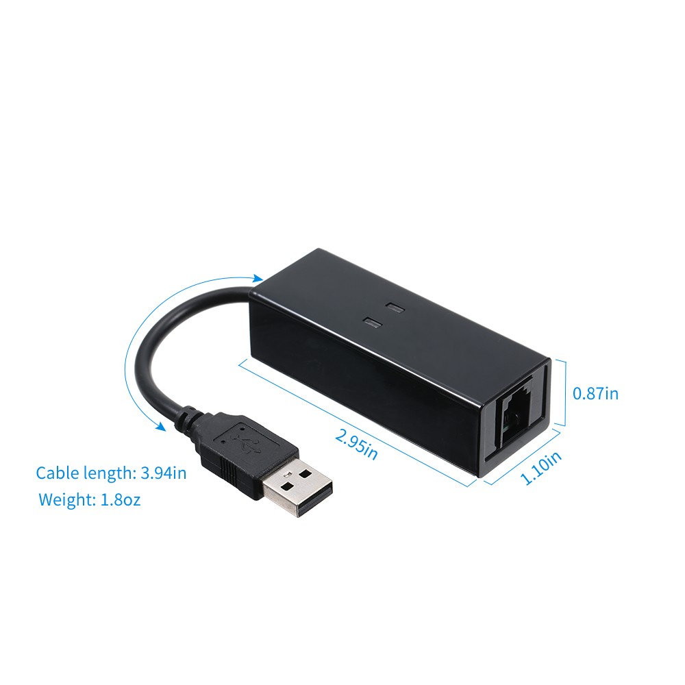 External USB 56K V.92 V.90 Dial Up Fax Modem for Win XP/VISTA7/8/10 - black. 