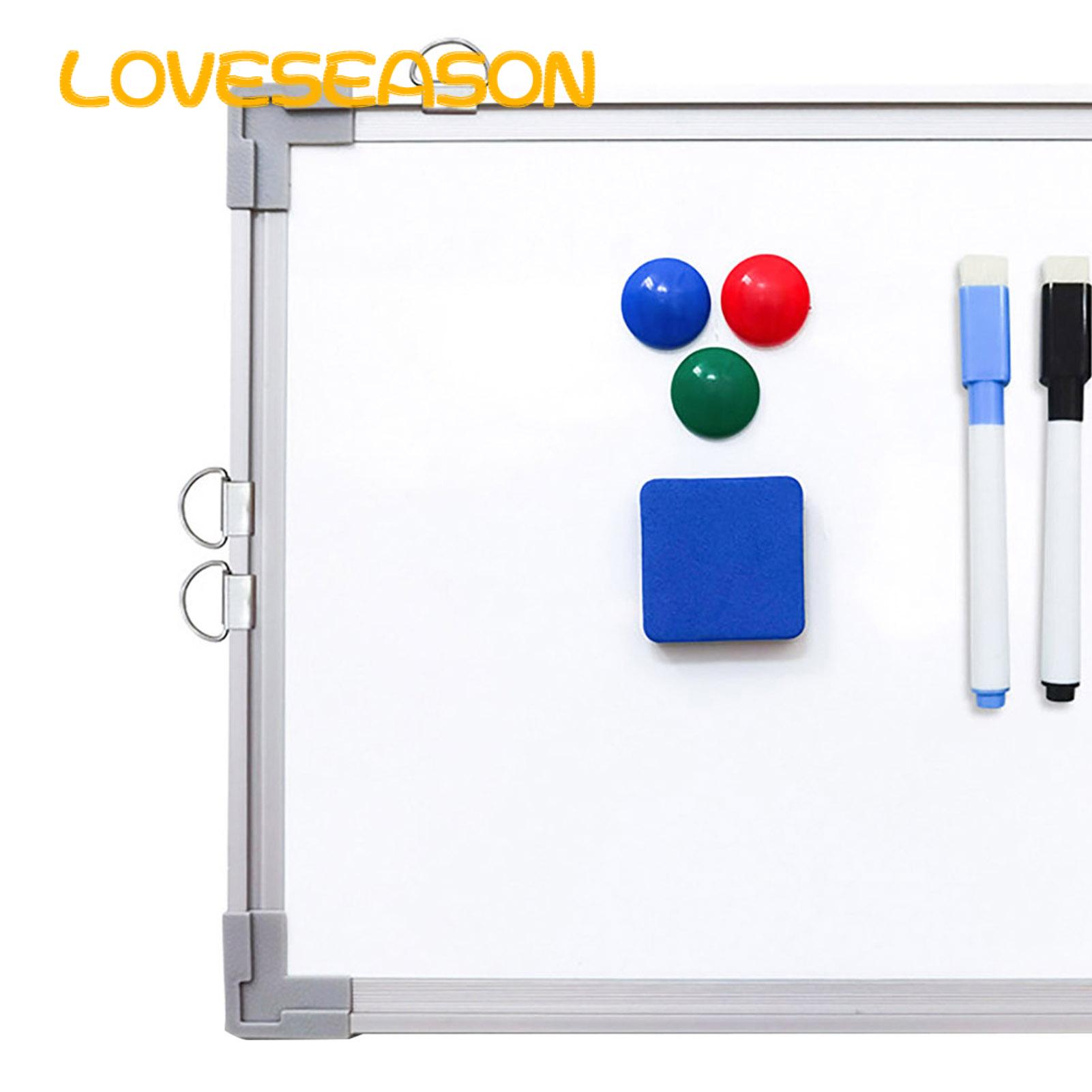 Wall Mountable Whiteboard Double-sided Magnetic Whiteboard with Hooks for Office Classroom Use 40x30cm. 