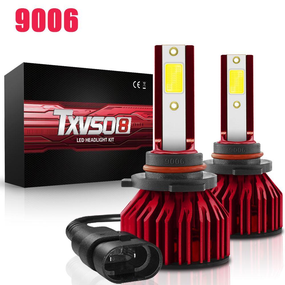 2pcs TXVSO8 9006 HB4 LED Headlights Light 100W 10000LM Car Driving Bulbs Headlight Lamp 6000K White