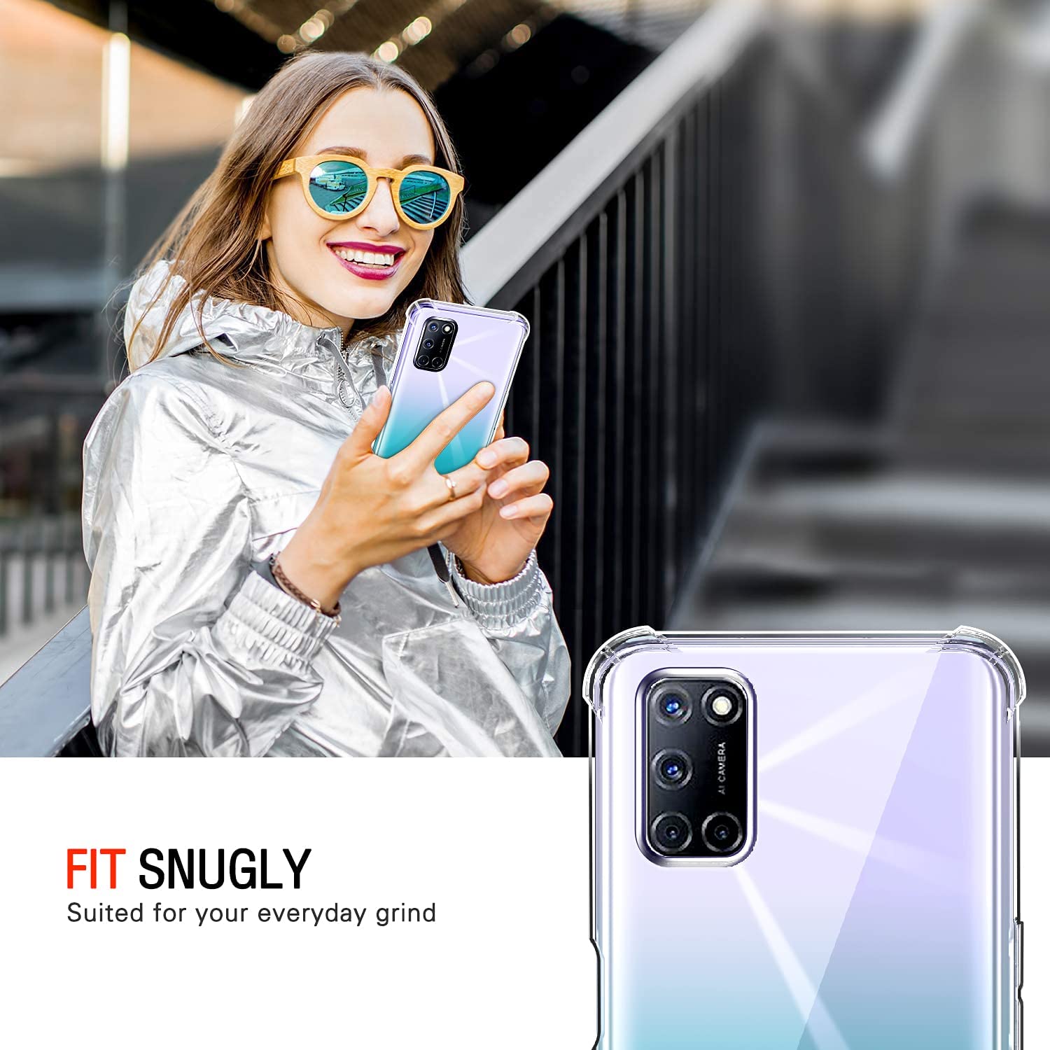 For OPPO A52 A92 Back Cover Shockproof Transparent Soft TPU Silicone Protector Phone Case with Shock Absorption Bumper Corners. 