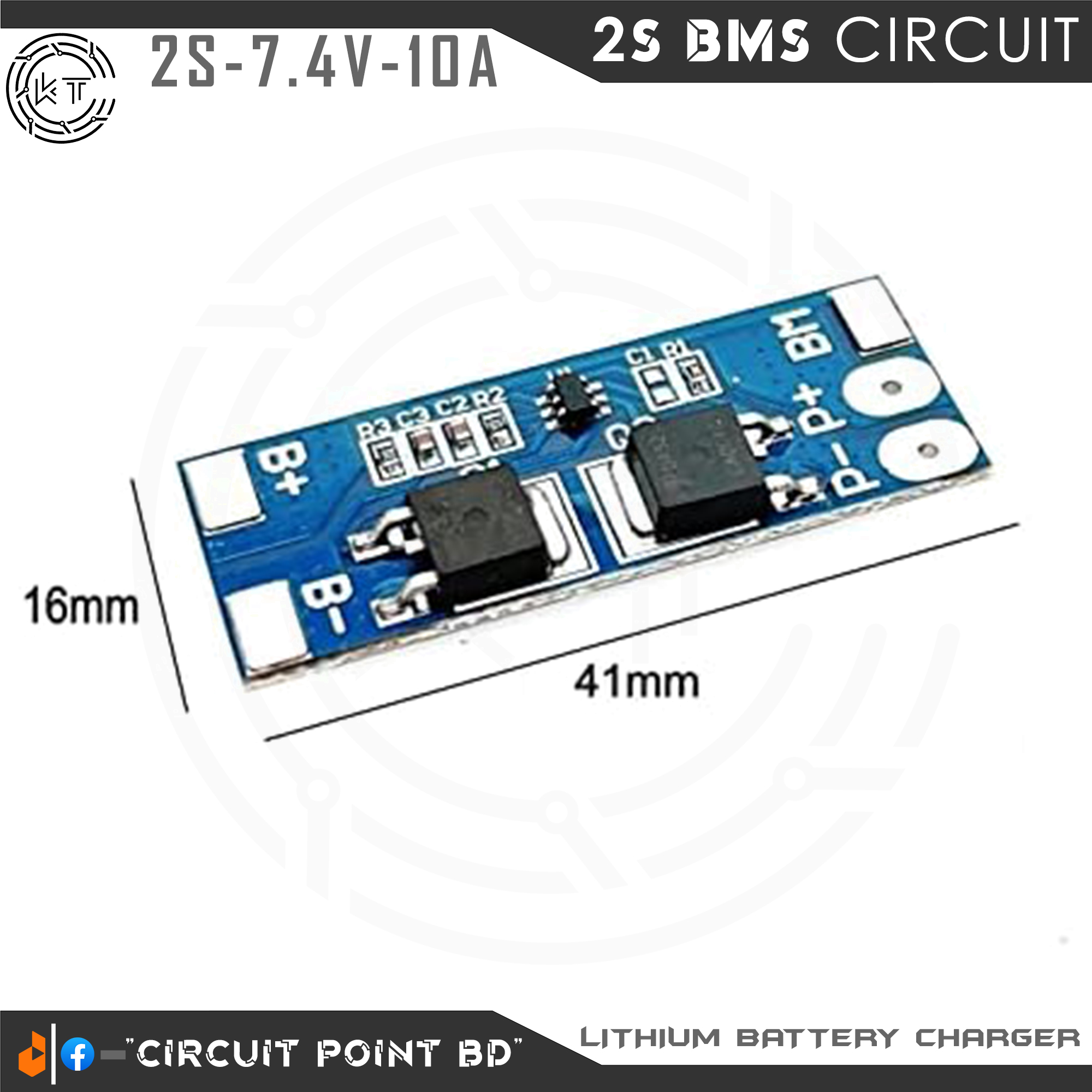 2S BMS Circuit Module 10A 7.4v 8.4V 18650 Li-Ion Battery Protection Board. 