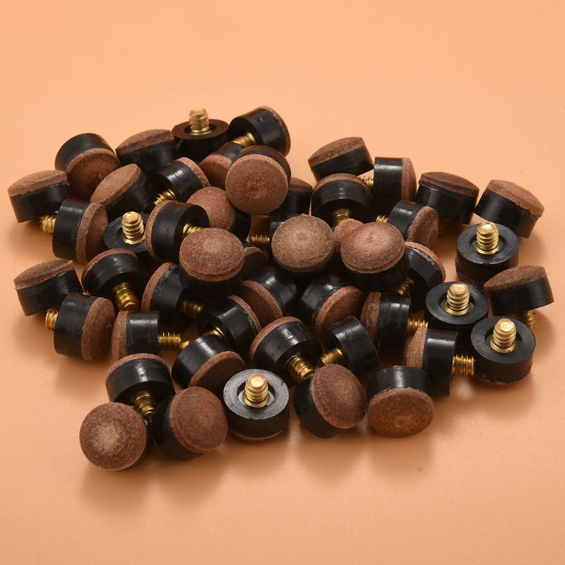 50Pcs Billiard Pool Cue Stick Screw-on Tips 13mm Billiard Cue Tips for Pool Cues and Snooker. 