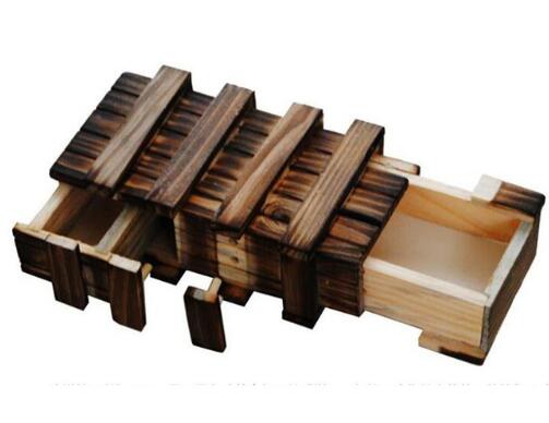 Wooden Puzzle Box Vintage With Secret Drawer Magic Compartment Brain Teaser Wood Toy Puzzles Boxes Kids Toys. 