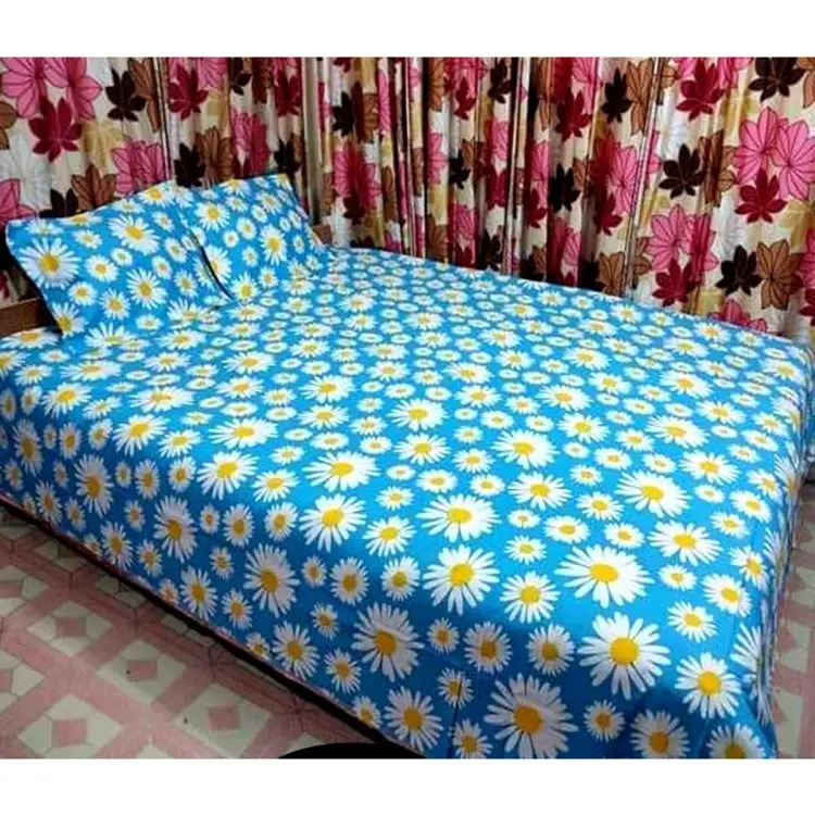 King Size Bed Sheet Set with Pillow Cover Chador set 7.5×8.25 feet Full Cotton Fabric model 1