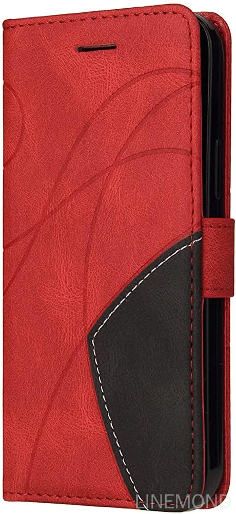 Wallet Case for iPhone 11 Pro, Splicing Matching PU Leather Flip Case with Kickstand for iPhone 11 Pro, Red. 