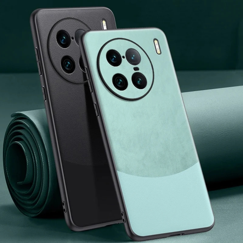 New Phone Case For VIVO X90 Pro Plus Cover 360 Degrees Protection Leather Soft Border Anti-fingerprint Color Blocking Design For VIVO X90 Pro+ Case. 