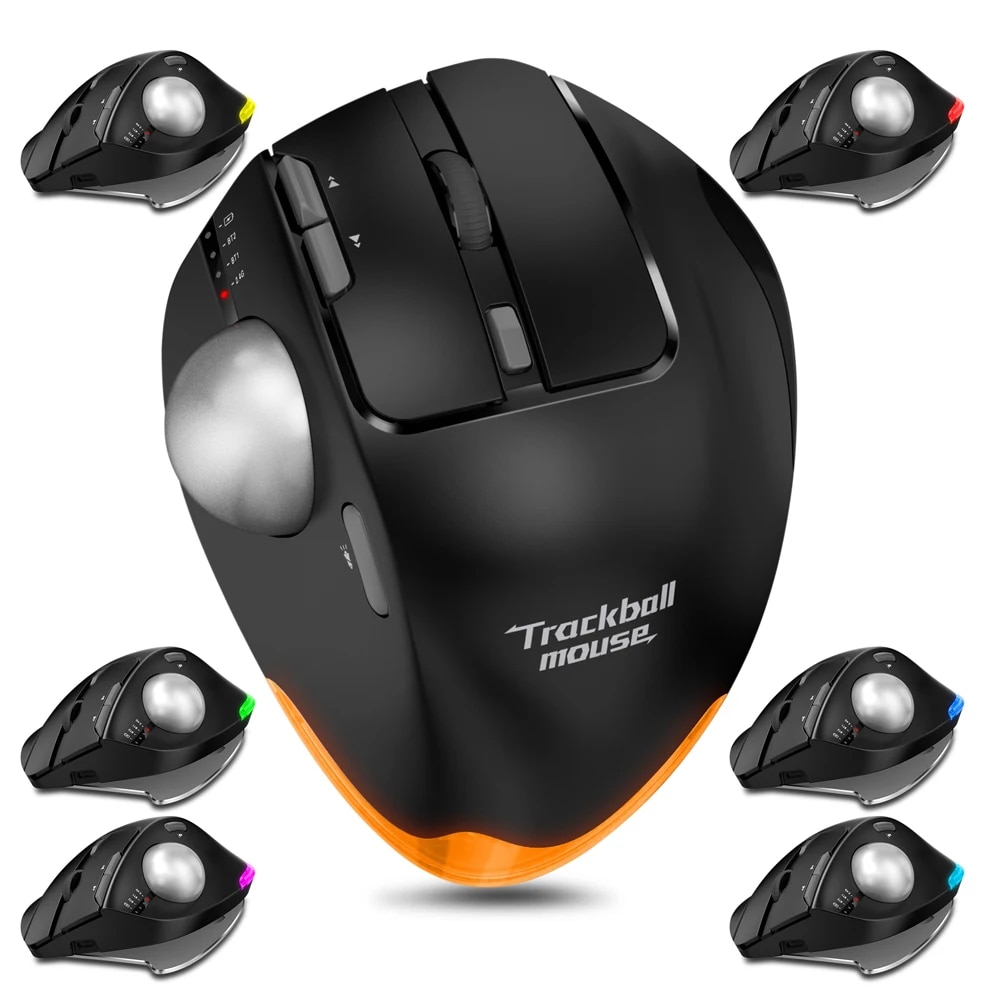 ZELOTES F-33 2.4G Wireless Trackball Mouse Bluetooth Mouse Easy Thumb Control Tracking Mice for Office Drawing Graphic Designer. 