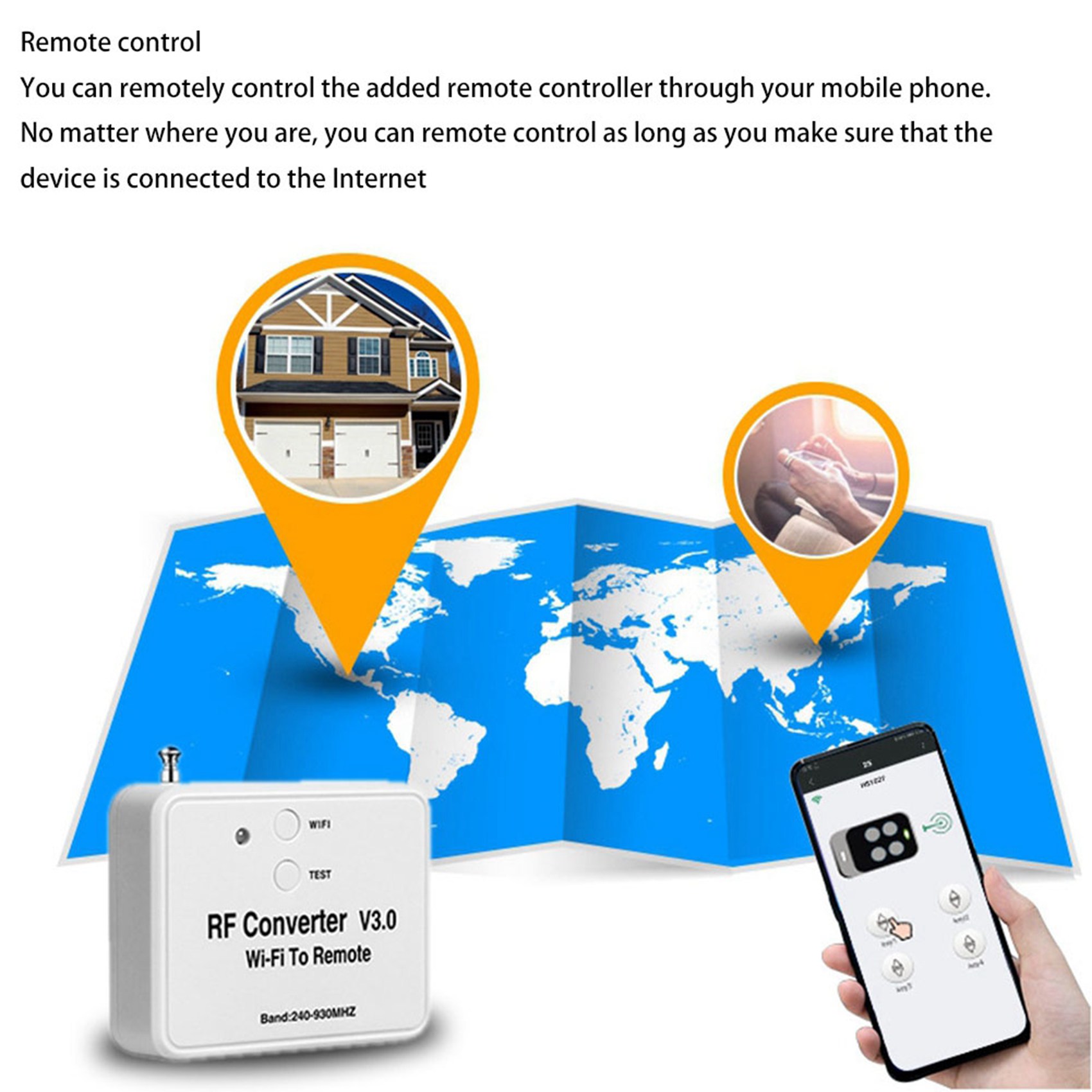 2X Wifi Remote Control Converter Rf Radio Frequency Wifi 240-930 Mhz. 