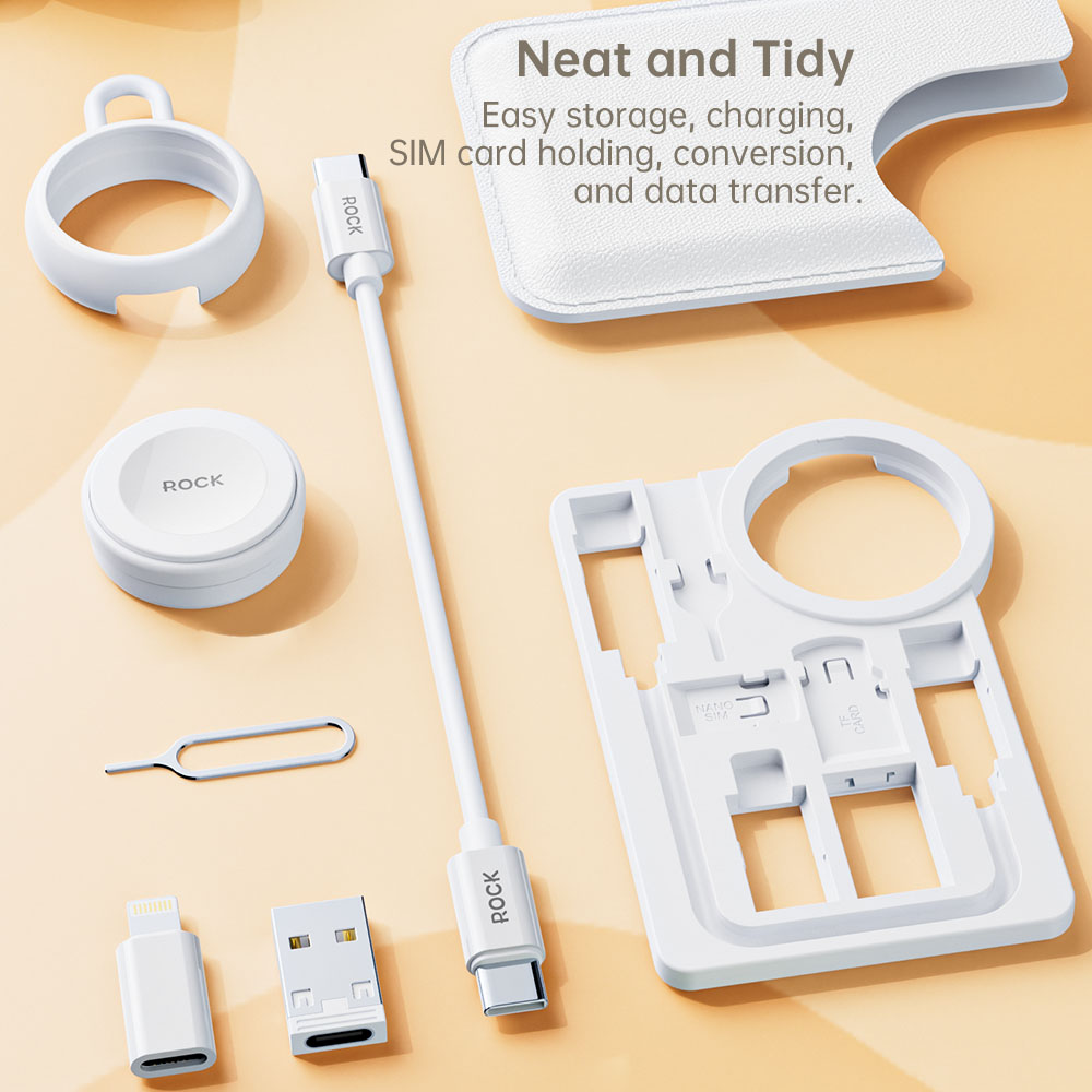 ROCK L14 Multifunctional Charging Cable adapter Set Storage Box with Apple watch charger. 