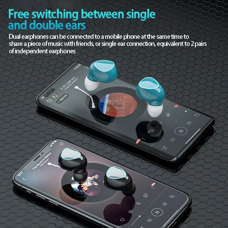 TWS 4 in 1 M22 Two Pairs Mini Dual Multi-point Pairing Earphones Noise Reduction Bluetooth Wireless Earbuds with Charging Box. 