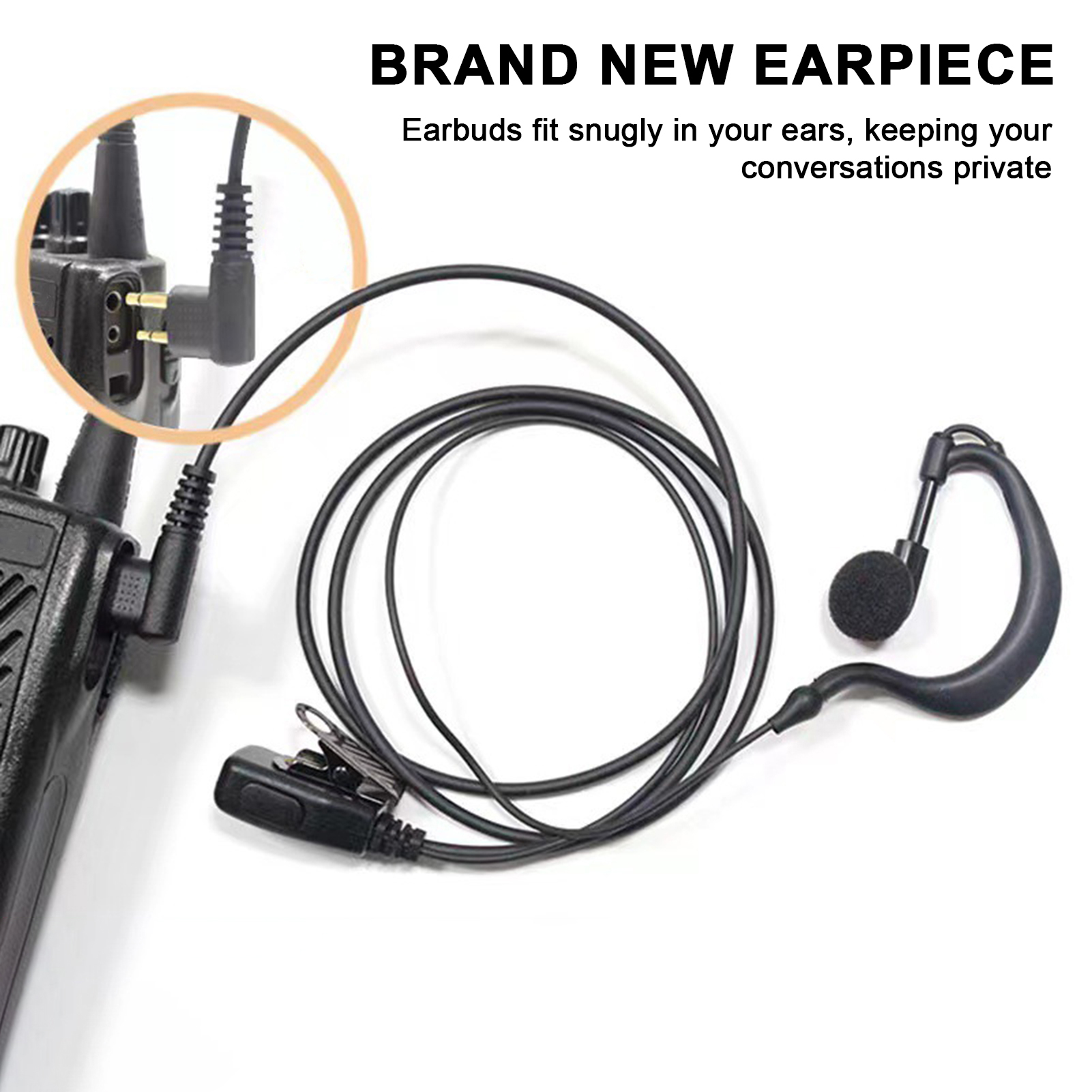 Snug-fitting Earbuds Baofeng Uv5r Professional Headset Mic 2 Pin Ear Hook for Nightclub Bar Bodyguard Intercom High Quality Accessories for Earbuds for Private Conversations. 