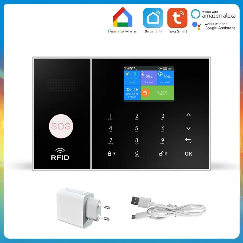 MULO Wifi GSM Alarm System For Home Wireless Security Burglar System Kit 2G Smart Life Tuya App Control Work With Alexa. 