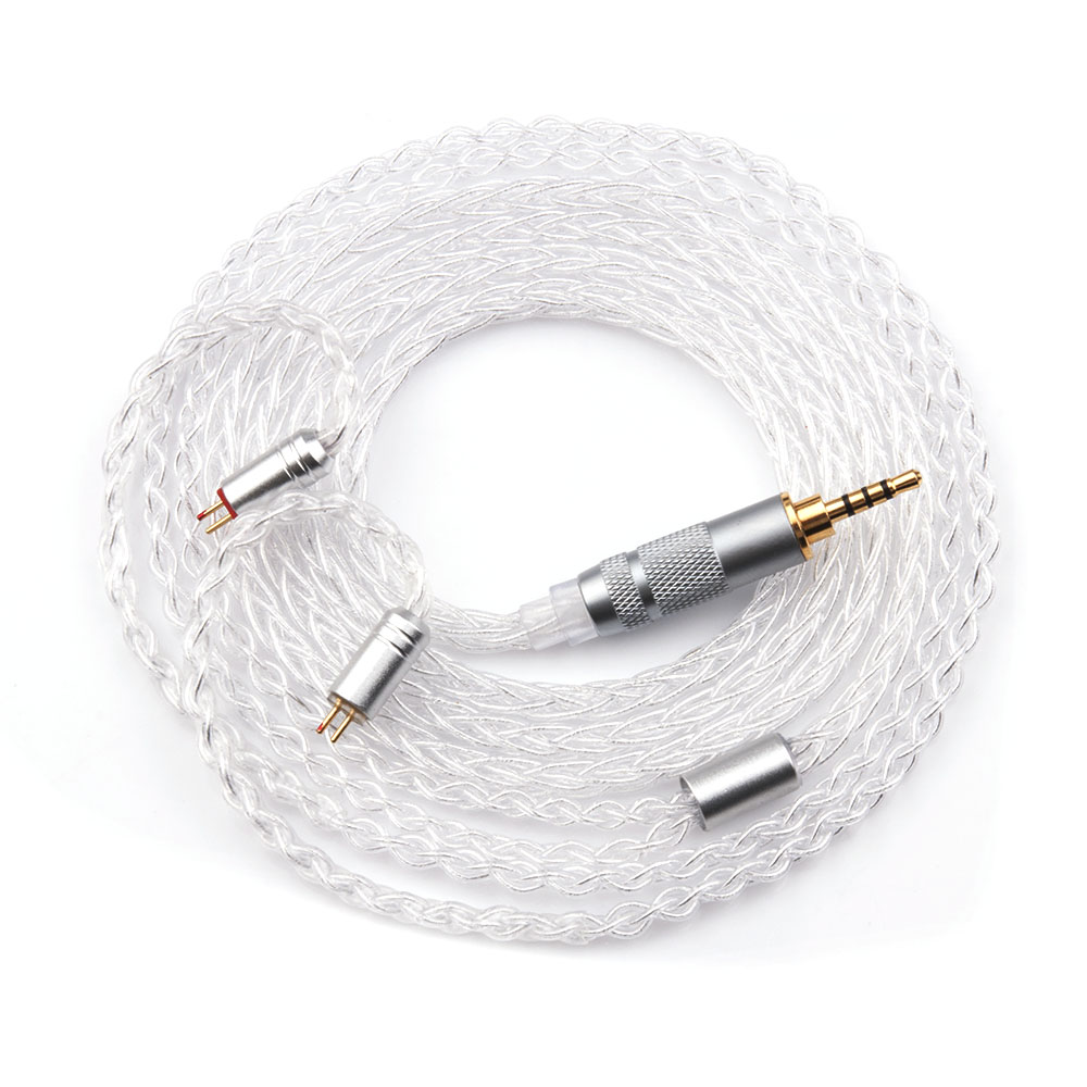 Yinyoo H3 H5 8 Core Upgraded Silver Plated Earphone Cables With Mmcx/2pin For Blon Bl-01 Bl-03 Asx Zsx Edx Dq6 Cca Ca16 Ckx. 