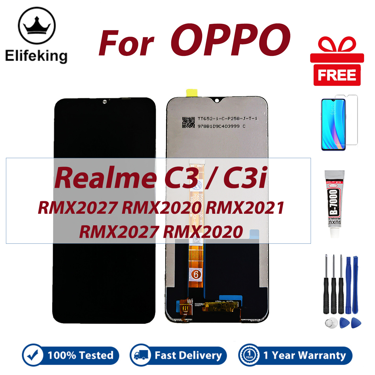 LCD For OPPO Realme C3 C3i RMX2027 RMX2020 RMX2027 Display Touch Screen Digitizer Assembly Replacement Parts RMX2020