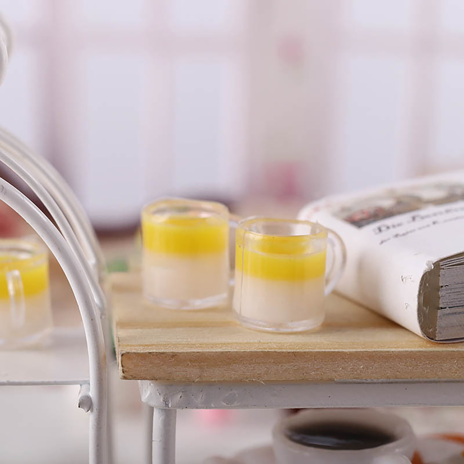 5Pcs 1:12 Dollhouse Drink Realistic Simulated Resin Miniature Mango Shake Model DIY Doll Accessories for Gift. 